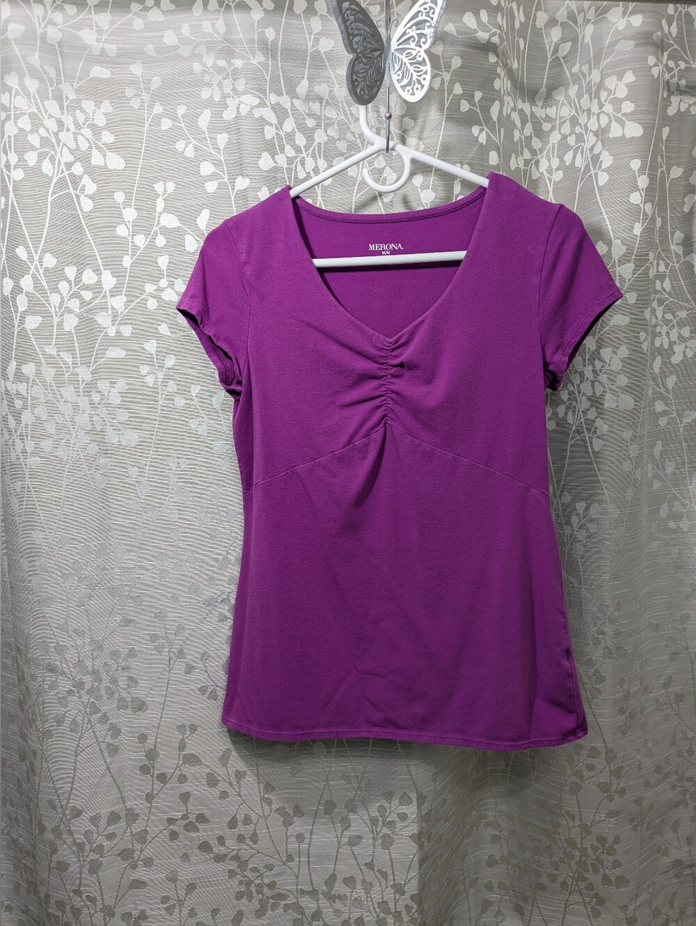 Merona Purple Scoop Neck Short Sleeve Top, Women's Medium - Picture 6 of 6